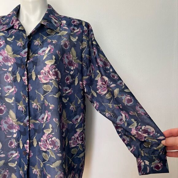 Blair Vintage 90a floral shoulder pad button down - Picture 4 of 11